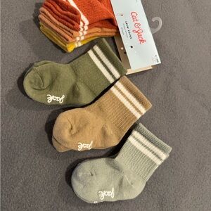 Cat & Jack Kids' Casual Socks - Green, Tan, Light Gray